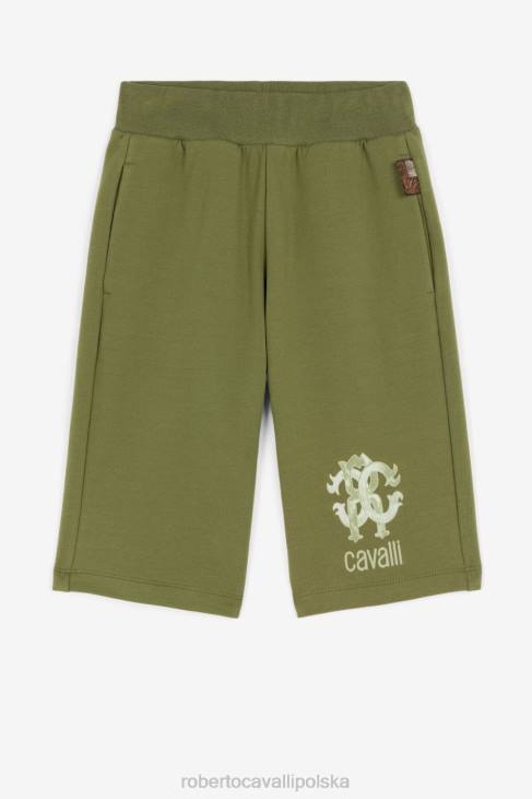 odzież wojskowa zieleń 6D0R1705 chłopcy Roberto Cavalli Spodnie dresowe z nadrukiem logo