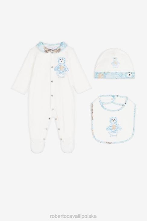 odzież Bianco 6D0R1558 chłopcy Roberto Cavalli Bawełniany zestaw babygrow z nadrukiem misia