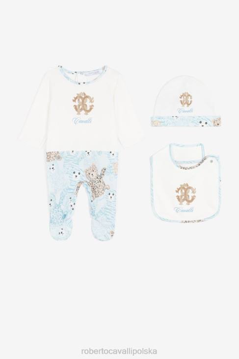 odzież błękitny 6D0R1554 chłopcy Roberto Cavalli Zestaw bawełniany babygrow z monogramem rc