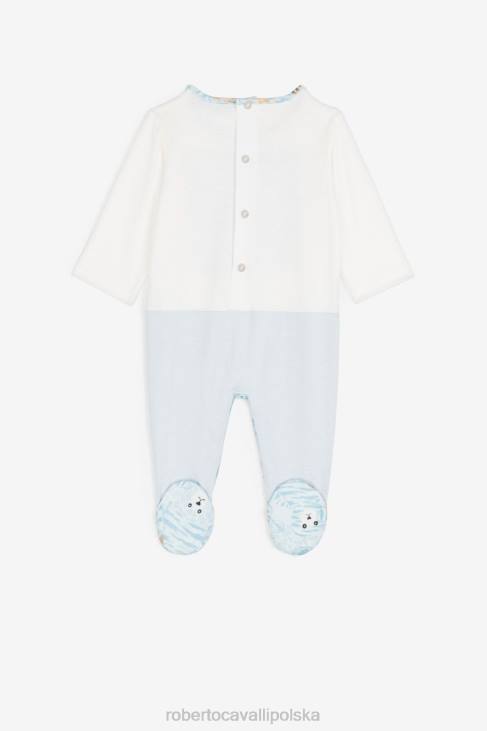 odzież błękitny 6D0R1554 chłopcy Roberto Cavalli Zestaw bawełniany babygrow z monogramem rc