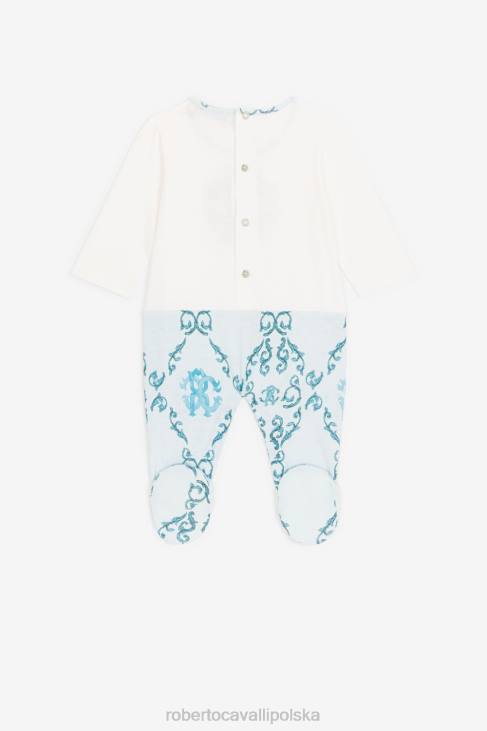 odzież błękitny 6D0R1555 chłopcy Roberto Cavalli Zestaw babygrow z monogramem RC i nadrukiem misia