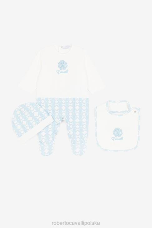 odzież błękitny 6D0R1557 chłopcy Roberto Cavalli Zestaw babygrow z monogramem rc