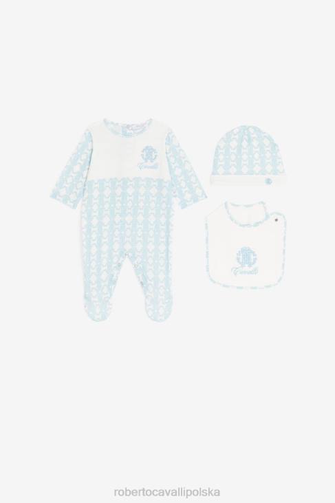 odzież błękitny 6D0R1559 chłopcy Roberto Cavalli Zestaw babygrow z haftowanym monogramem rc