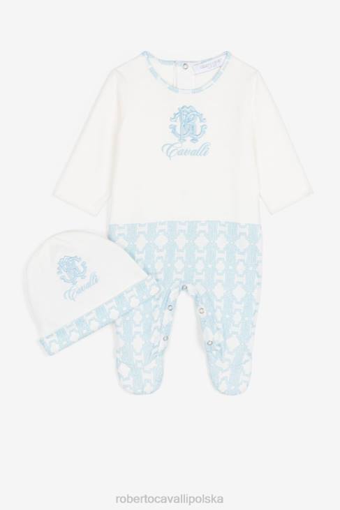 odzież błękitny 6D0R1560 chłopcy Roberto Cavalli Zestaw babygrow z haftowanym monogramem rc