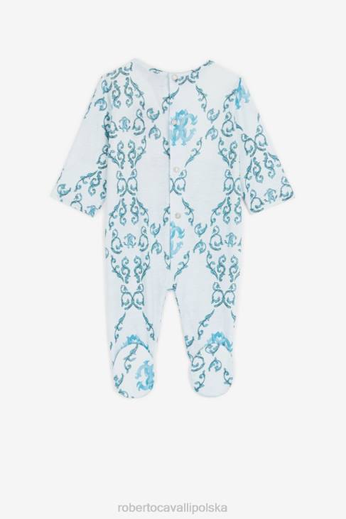 odzież błękitny 6D0R1560 chłopcy Roberto Cavalli Zestaw babygrow z haftowanym monogramem rc