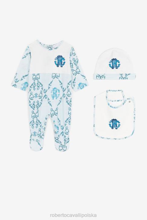 odzież błękitny 6D0R1561 chłopcy Roberto Cavalli Zestaw babygrow z haftowanym monogramem rc