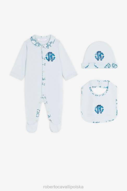 odzież błękitny 6D0R1562 chłopcy Roberto Cavalli Zestaw babygrow z haftowanym monogramem rc