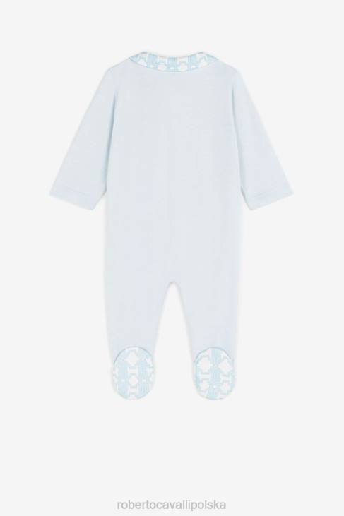 odzież błękitny 6D0R1562 chłopcy Roberto Cavalli Zestaw babygrow z haftowanym monogramem rc