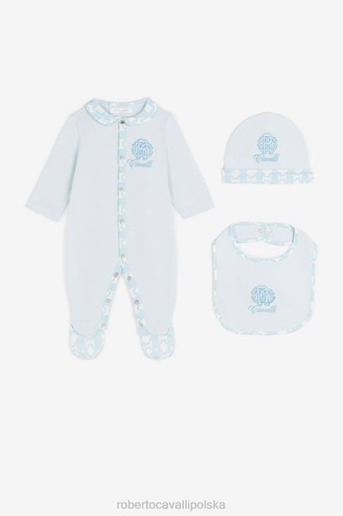 odzież błękitny 6D0R1563 chłopcy Roberto Cavalli Zestaw babygrow z haftowanym monogramem rc
