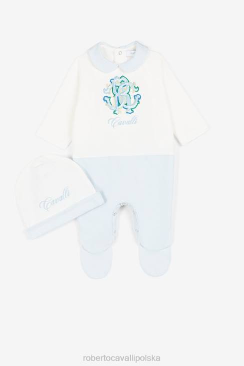 odzież błękitny 6D0R1646 chłopcy Roberto Cavalli Zestaw babygrow z haftowanym monogramem rc