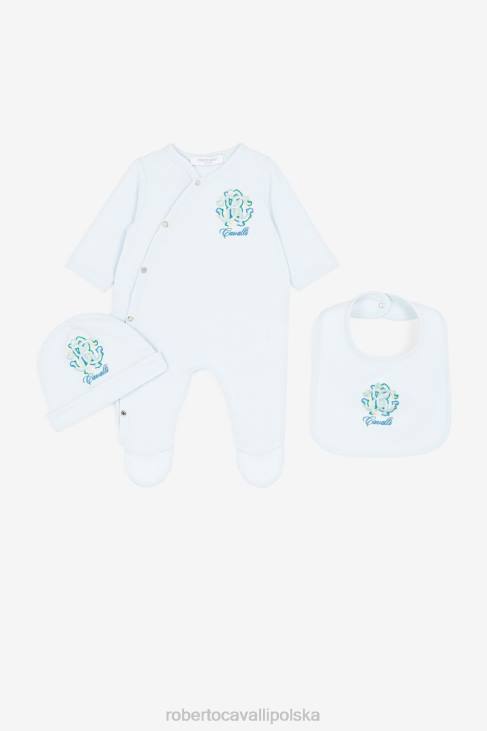 odzież błękitny 6D0R1651 chłopcy Roberto Cavalli Zestaw babygrow z monogramem RC i wyszytym logo