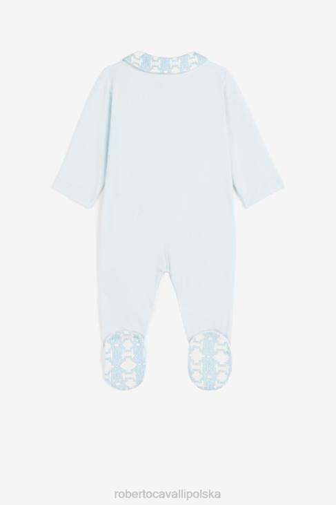 odzież błękitny 6D0R1652 chłopcy Roberto Cavalli Zestaw babygrow z motywem tygrysa i monogramem