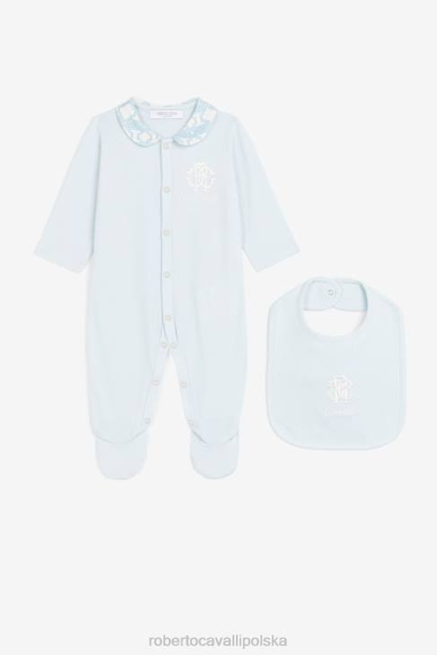 odzież błękitny 6D0R1653 chłopcy Roberto Cavalli Zestaw babygrow z haftowanym logo