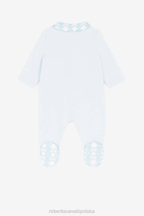 odzież niebieski 6D0R1644 chłopcy Roberto Cavalli Zestaw babygrow z dinozaurem i nadrukiem logo