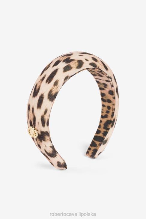 Akcesoria naturalny 6D0R1338 dziewczyny Roberto Cavalli Bawełniana opaska do włosów w panterkę