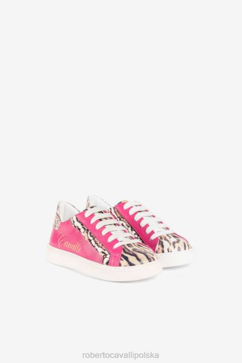 obuwie 2675 6D0R1543 dziewczyny Roberto Cavalli potargane tenisówki z nadrukiem ocelotu
