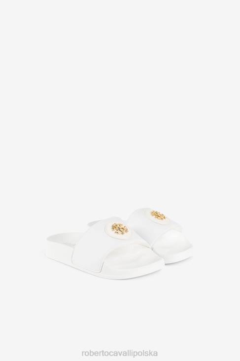 obuwie biały 6D0R1511 dziewczyny Roberto Cavalli slajdy z monogramem rc
