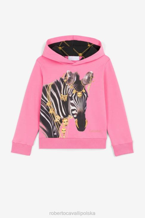 odzież 2725 6D0R1525 dziewczyny Roberto Cavalli bluza z kapturem we wzór zebry