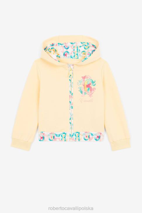 odzież 5575 6D0R1461 dziewczyny Roberto Cavalli Bluza z kapturem i nadrukiem z monogramem, zapinana na zamek z przodu