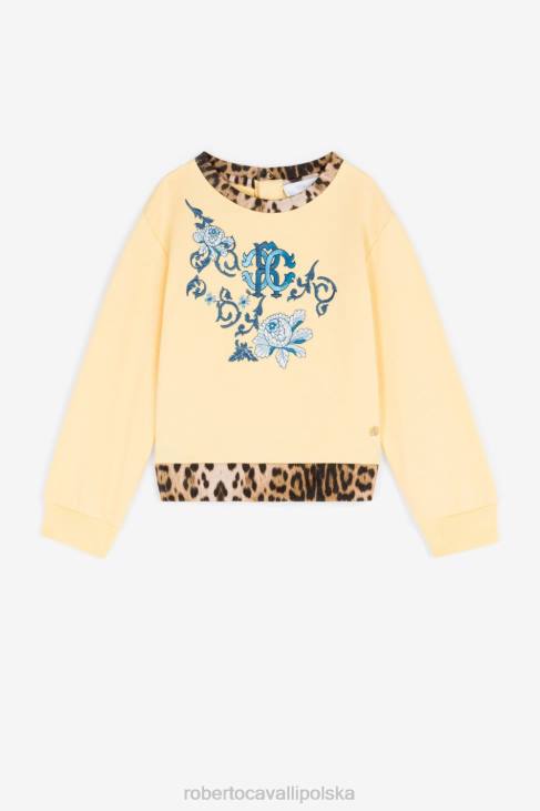 odzież curry 6D0R1280 dziewczyny Roberto Cavalli Bawełniana bluza z monogramem rc