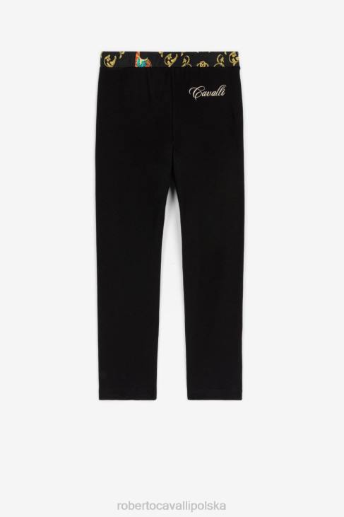 odzież curry 6D0R1336 dziewczyny Roberto Cavalli Bawełniana bluza z kapturem w filigranowy i panterkowy wzór