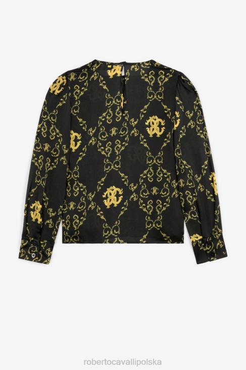 odzież czarny 6D0R1318 dziewczyny Roberto Cavalli Bawełniana bluza z haftowanym monogramem rc