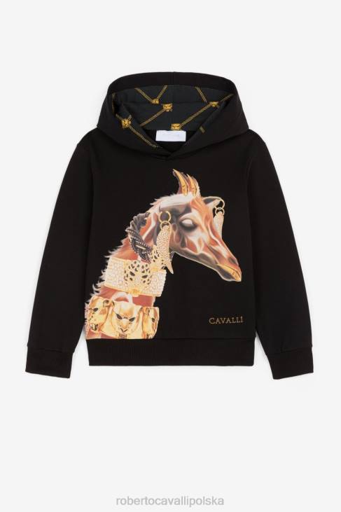 odzież czarny 6D0R1523 dziewczyny Roberto Cavalli Bluza z nadrukiem żyrafy