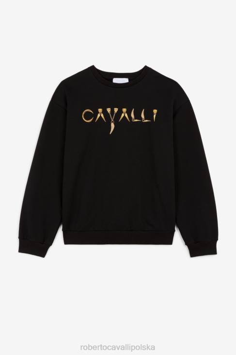 odzież czarny 6D0R1524 dziewczyny Roberto Cavalli bluza z nadrukiem logo