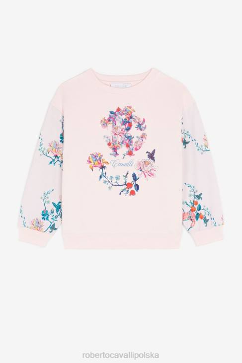 odzież różowy 6D0R1292 dziewczyny Roberto Cavalli Bawełniana bluza rc z nadrukiem monogramu