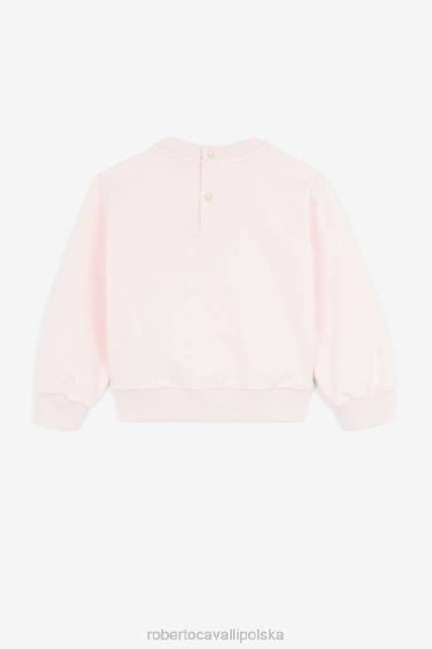 odzież różowy 6D0R1452 dziewczyny Roberto Cavalli Bluza z kapturem i haftowanym monogramem, zapinana na zamek z przodu