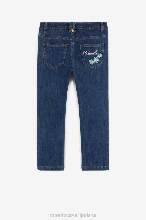 odzież różowy 6D0R1549 dziewczyny Roberto Cavalli logo i bawełniana bluza z haftem kwiatowym