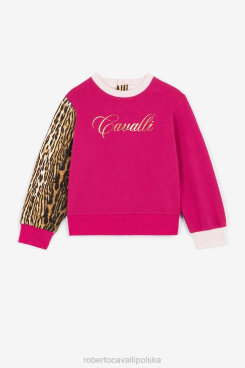 odzież wielobarwność 6D0R1402 dziewczyny Roberto Cavalli Bluza z nadrukiem w kształcie ocelotu i logo