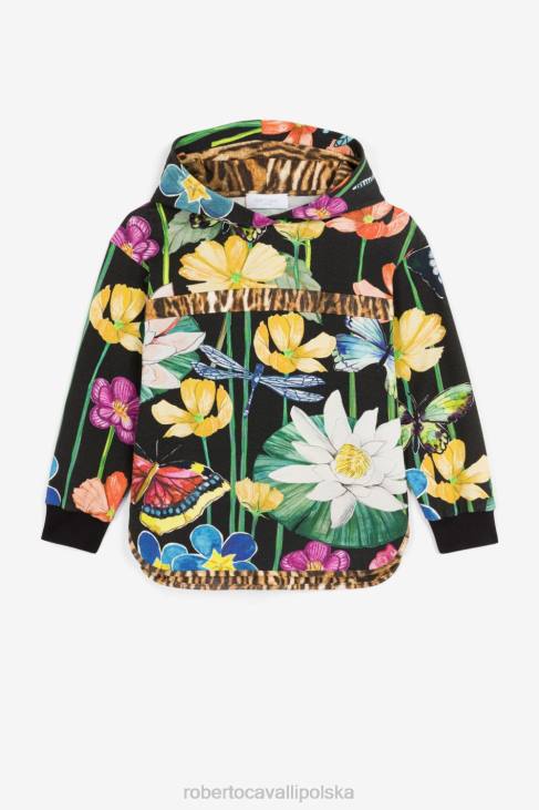 odzież wielobarwność 6D0R1527 dziewczyny Roberto Cavalli bluza z kapturem w kwiaty