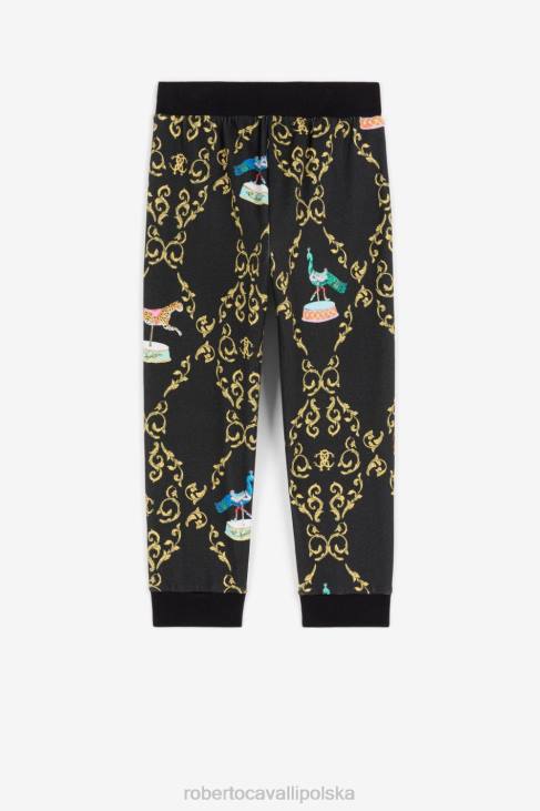 odzież czarny 6D0R1319 dziewczyny Roberto Cavalli Jedwabny top z filigranowym nadrukiem