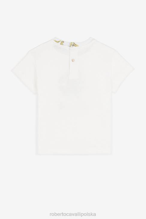 odzież Bianco 6D0R1260 dziewczyny Roberto Cavalli Bawełniana koszulka rc z nadrukiem monogramu