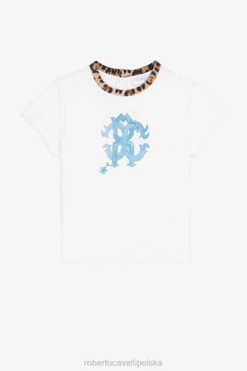 odzież Bianco 6D0R1297 dziewczyny Roberto Cavalli Bawełniana koszulka rc z nadrukiem monogramu