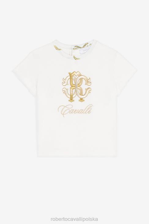 odzież biały 6D0R1261 dziewczyny Roberto Cavalli Koszulka z haftowanym monogramem rc