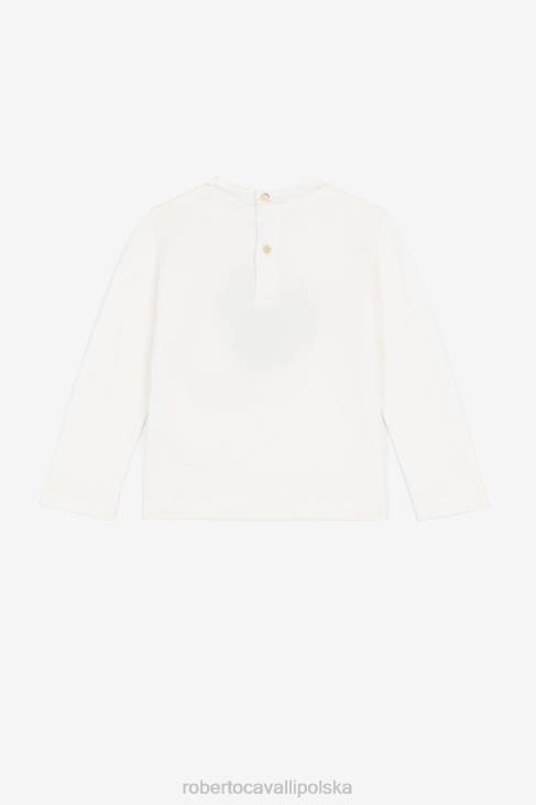 odzież biały 6D0R1261 dziewczyny Roberto Cavalli Koszulka z haftowanym monogramem rc