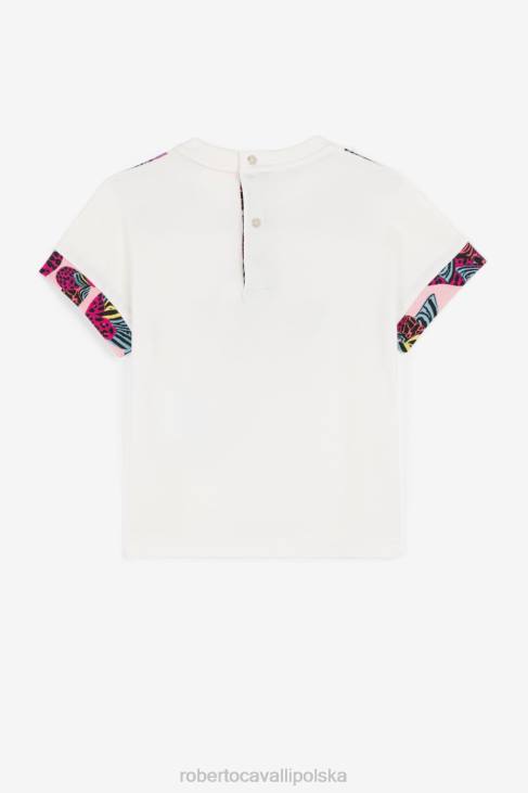 odzież niebieski 6D0R1415 dziewczyny Roberto Cavalli T-shirt z nadrukiem żyrafy i logo