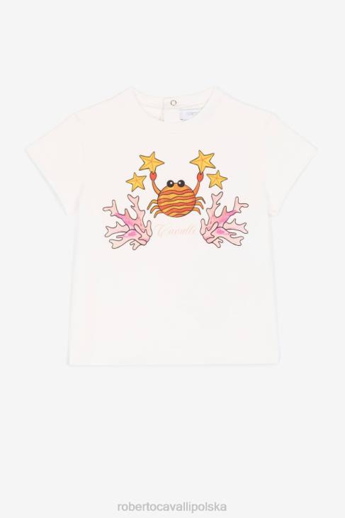odzież niebieski 6D0R1465 dziewczyny Roberto Cavalli T-shirt z krótkim rękawem i nadrukiem kraba