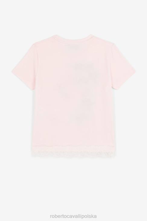 odzież niebieski 6D0R1465 dziewczyny Roberto Cavalli T-shirt z krótkim rękawem i nadrukiem kraba