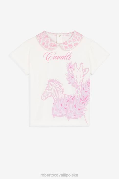odzież różowy 6D0R1414 dziewczyny Roberto Cavalli Top z nadrukiem zebry i żyrafy