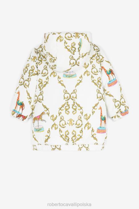 odzież złamana biel 6D0R1272 dziewczyny Roberto Cavalli Bawełniana koszulka z haftowanym monogramem rc