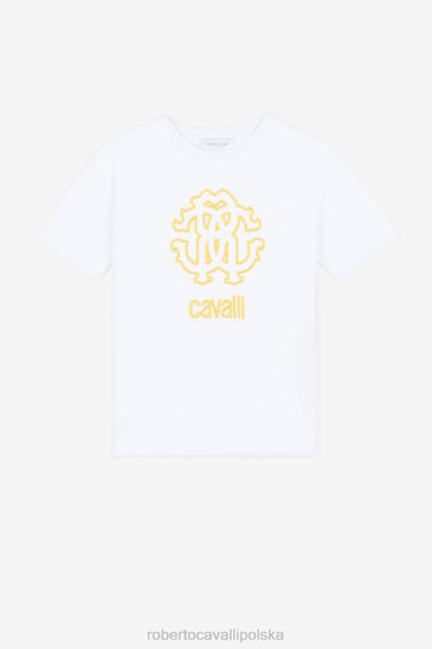 odzież złamana biel 6D0R1408 dziewczyny Roberto Cavalli Koszulka z haftowanym monogramem rc
