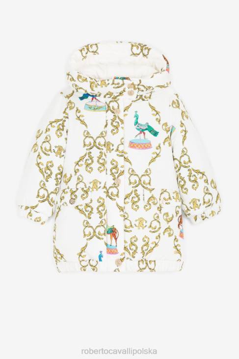 odzież Bianco 6D0R1273 dziewczyny Roberto Cavalli Filigranowy, ocieplany płaszcz w cyrkowy wzór