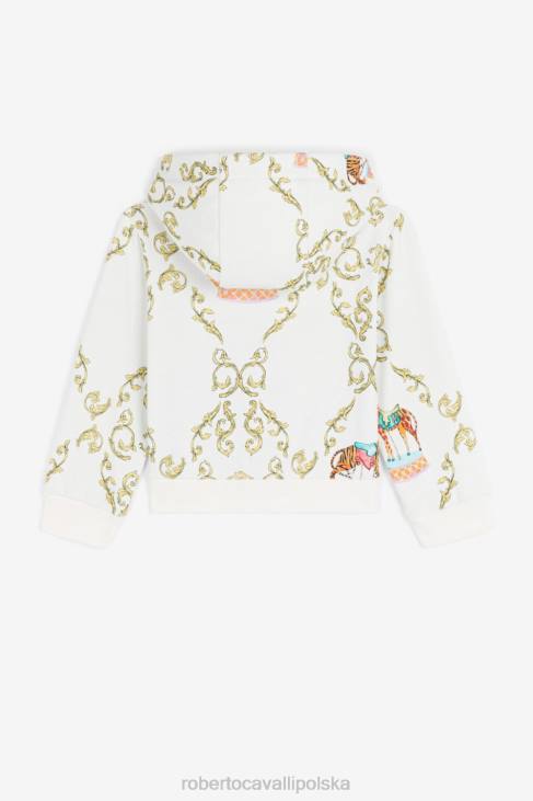 odzież Bianco 6D0R1273 dziewczyny Roberto Cavalli Filigranowy, ocieplany płaszcz w cyrkowy wzór