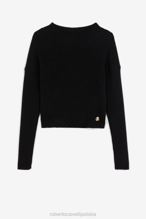 odzież czarny 6D0R1316 dziewczyny Roberto Cavalli sweter z monogramem rc