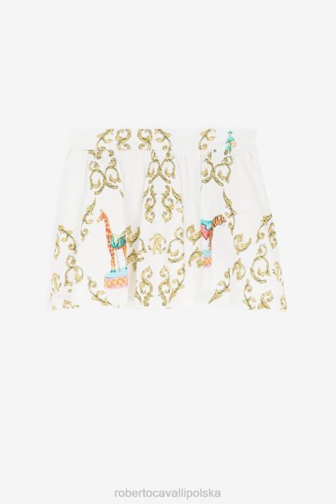 odzież biały 6D0R1295 dziewczyny Roberto Cavalli spódnica w filigranowy print