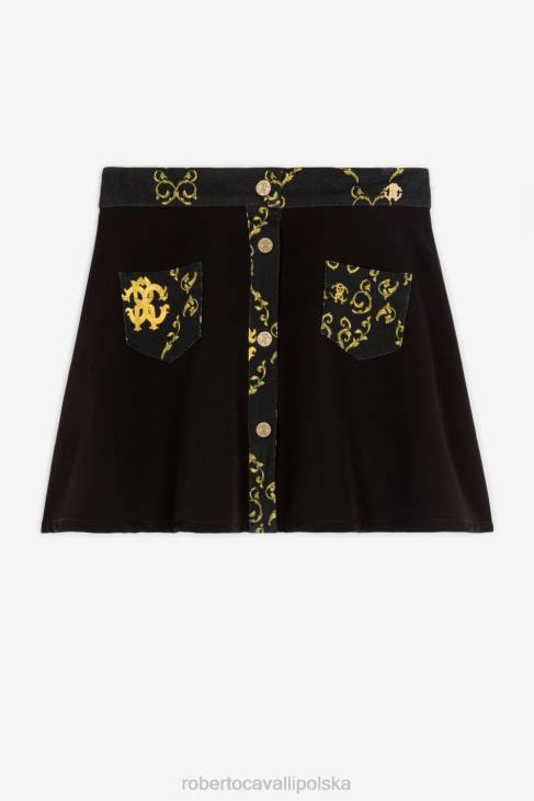 odzież czarny 6D0R1332 dziewczyny Roberto Cavalli spódnica w stylu barokowym