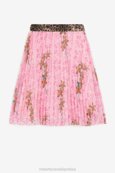 odzież damski róż 6D0R1428 dziewczyny Roberto Cavalli w całości plisowana spódnica midi